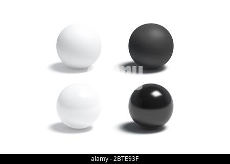 Blank schwarz und weiß glänzend und matt Ball mockup Set Stockfoto