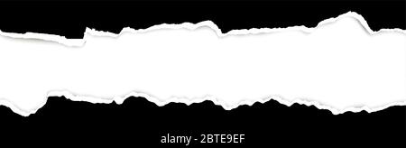 Oberer und unterer Teil des gerissenen offenen Papiers ist schwarz gefärbt Stock Vektor