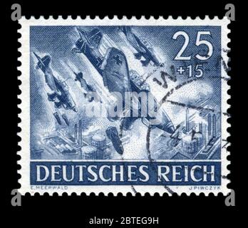 Deutsche historische Stempel: Dive bombers Junkers Ju 87 Stuka - eines der Symbole der Blitzkrieg, die Bombardierung von Raffinerien, Wehrmacht Tag 1943 Stockfoto