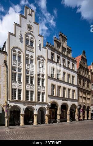 Münster/Westfalen, Prinzipalmarkt, Häuserzeile mit Bogengängen Stockfoto