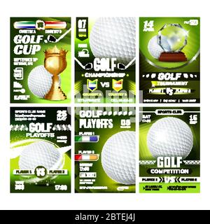 Golf Club Field Spielplatz Spiel Poster Set Vektor Stock Vektor