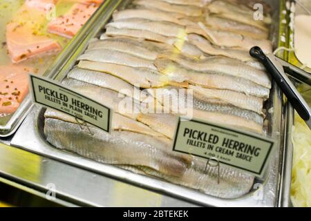 Russ & Daughters, New York City, geräucherter Fisch, Vorspeisen, klassisches jüdisches Essen. 179 Houston Street, New York City, New York, Lower East Side, USA Stockfoto