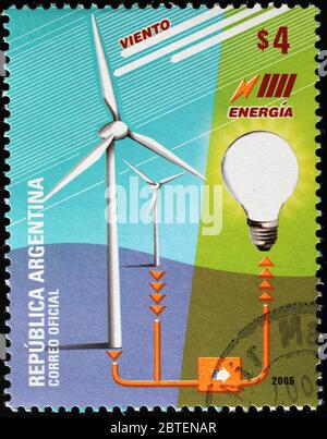 Argentinische Marke feiert Windkraft Stockfoto