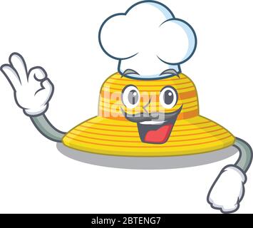 Talentierte Sommer Hut Koch Cartoon Zeichnung tragen Chef Hut. Vektorgrafik Stock Vektor