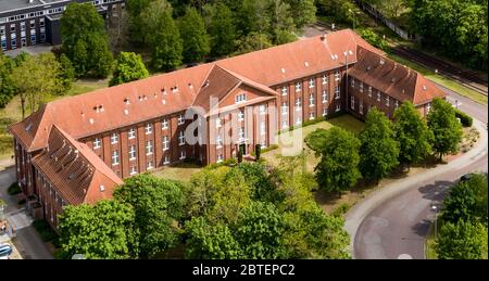 14. Mai 2020, Brandenburg, Kirchmöser: In diesem Gebäude befindet sich der Umweltdienst der Deutschen Bahn in Brandenburg-Kirchmöser. (Drohnenaufnahme) Foto: Paul Zinken/dpa-Zentralbild/ZB Stockfoto