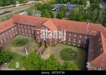 14. Mai 2020, Brandenburg, Kirchmöser: In diesem Gebäude befindet sich der Umweltdienst der Deutschen Bahn in Brandenburg-Kirchmöser. (Drohnenaufnahme) Foto: Paul Zinken/dpa-Zentralbild/ZB Stockfoto