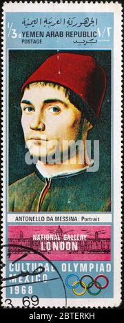 Porträt von Antonello da Messina auf Briefmarke Stockfoto