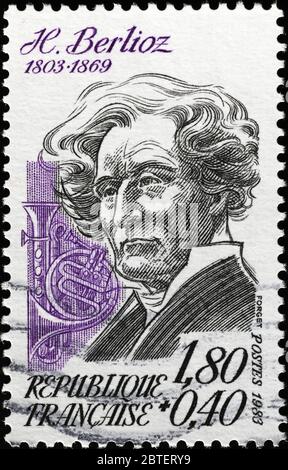 Porträt von Hector Berlioz auf französischer Briefmarke Stockfoto