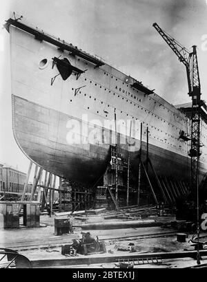 RMS Aquitania, ein Ozeandampfer der Linie CUNARD, das in Schottland gebaut wurde, ist Ca. 1910-1915 Stockfoto