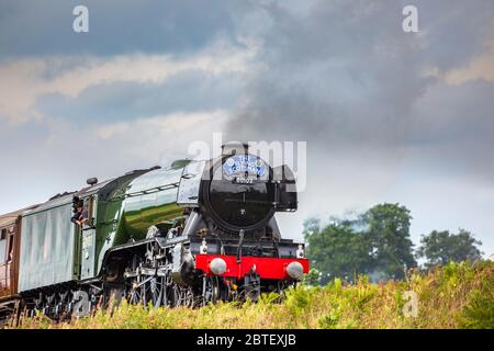 Die restaurierte Dampflokomotive Flying Scotsman auf der Severn Valley Railway, Bewdley, England Stockfoto