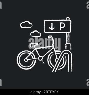 Fahrrad-Parkplatz Rack Kreide weißes Symbol auf schwarzem Hintergrund Stock Vektor