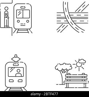 City Transport Pixel perfekte lineare Symbole gesetzt Stock Vektor