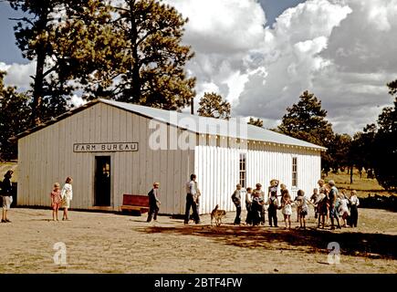 Schule in Pie Town, New Mexico ist auf der Farm Bureau Gebäude Oktober 1940 statt Stockfoto