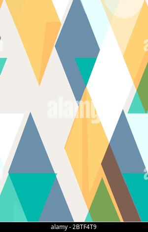 Flache geometrische Abdeckungen. Farbenfrohe Moderne. Einfache Formen Zusammensetzung Formen Dreiecke und Diagonalen, Konzept Hintergründe für Anzeigen oder Drucke, CO Stockfoto
