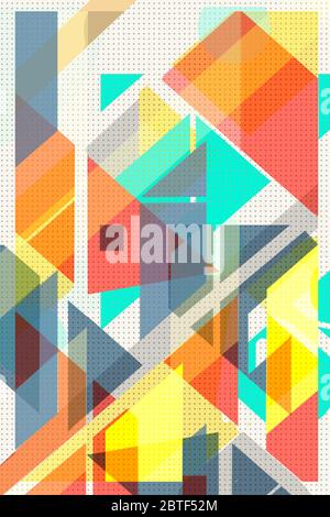 Flache geometrische Abdeckungen. Farbenfrohe Moderne. Einfache Formen Zusammensetzung Formen Dreiecke und Diagonalen Konzept Hintergründe für Anzeigen oder Drucke cove Stockfoto