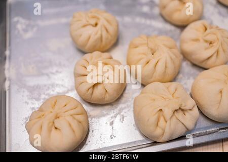 Nahaufnahme von köstlichem hausgemachten Shui Jian Bao in Las Vegas, Nevada Stockfoto