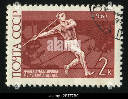 RUSSLAND - UM 1967: Briefmarke von Russland gedruckt, zeigt Speer, um 1967. Stockfoto