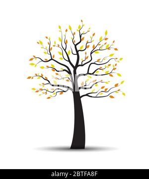 Herbst Baum mit fallenden Blätter Stock Vektor