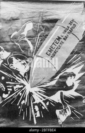 Sowjetische Propaganda-Plakat Operation Barbarossa - Deutsche Invasion Russlands, 1941 - 15. Division der Thüringer-Kurhessen Division Stockfoto