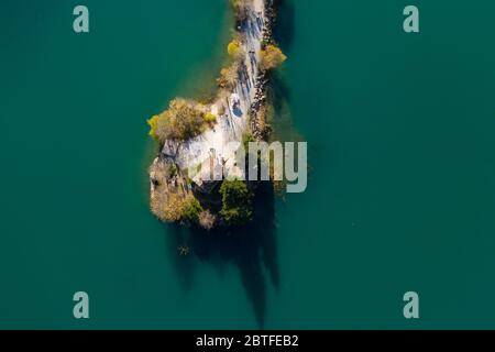 Luftaufnahme des Doxasees auf dem Peloponnes, Griechenland Stockfoto