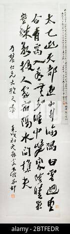 Chinesische Kalligraphie: "Ein Gedicht von Wang Wei", von Shen Zengzhi - Qing Dynastie. Shanghai Museum, China Stockfoto