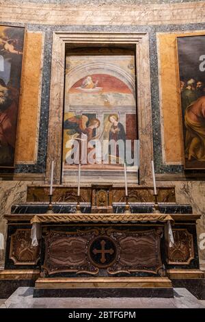 Kapelle der Verkündigung, 16. Jahrhundert, Melozzo da Forli, Pantheon von Agrippa, 126 v. Chr. Roma, Latium, Italien. Stockfoto