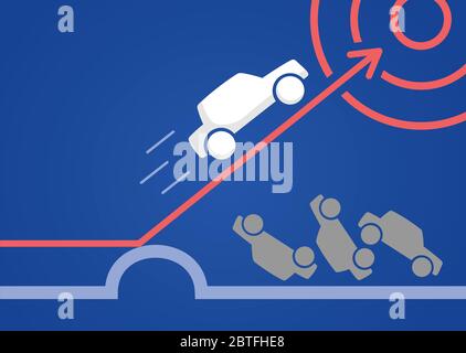 Schnell und smart Auto bekommt Ziel und abgestürzt andere, andere Vision Stock Vektor
