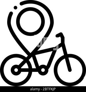 Geolocation Fahrrad Symbol Vektor Kontur Illustration Stock Vektor