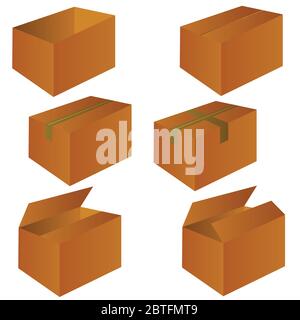 Braune Karton Versandkarton Vektor-Illustration auf weiß Stock Vektor