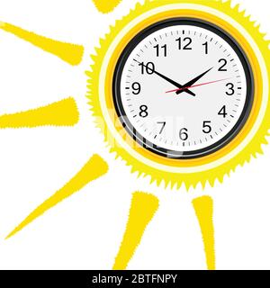Uhr klassisch in Sonne Illustration auf weiß Stock Vektor