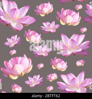 Rosa Lotusblume. Floral Botanical Nahtloses Hintergrundmuster. Stockfoto