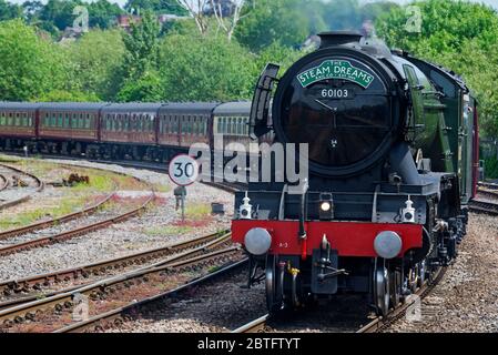 Pacific Steam Locomotive, 60103, Flying Scotsman, zieht einen Steam Dreams Excursion Zug in Salisbury Station im Jahr 2019 Stockfoto