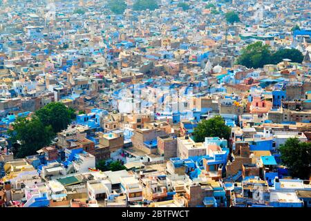 Luftaufnahme der blaue Stadt Jodhpur. Jodhpur-stiefeletten aus, Rajasthan, Indien Stockfoto