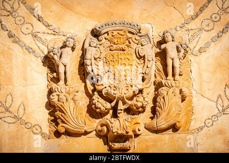 Escudo de los Zaforteza, Galatzó, Calviá, Sierra de Tramuntana, Mallorca, Balearen, Spanien. Stockfoto