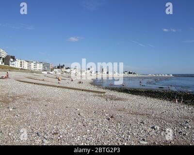 Low Tide, Strand, Le Havre, Normandie, Frankreich Stockfoto