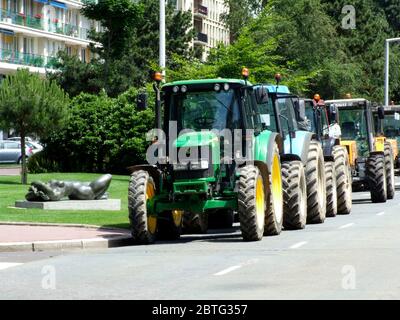 Landwirte protestieren, Traktoren, Le Havre, Normandie, Frankreich Stockfoto