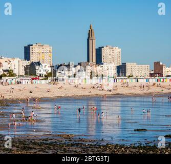 Low Tide, Strand, Le Havre, Normandie, Frankreich Stockfoto