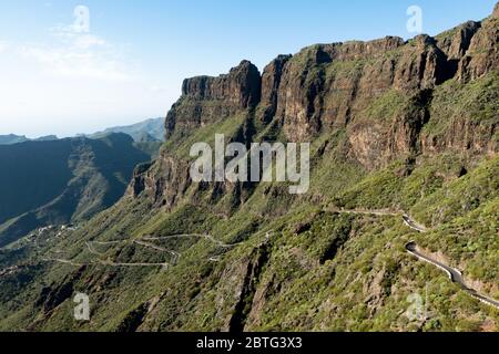 Blick vom Aussichtspunkt Mirador de Masca auf den Naturpark Teno, Teneriffa, Spanien Stockfoto