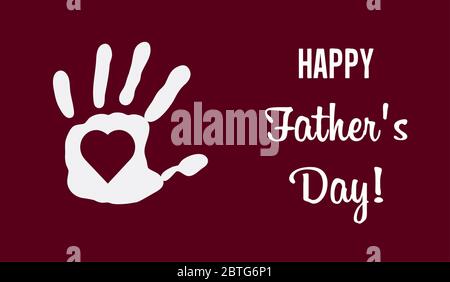 Kinder Hand drucken Herz innen auf rotem Hintergrund Happy Father's Day Message-Karte Stockfoto