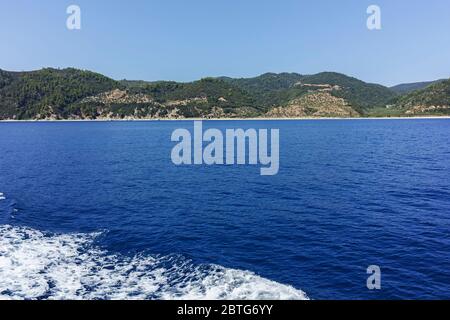 Landschaft auf dem Berg Athos in Autonomen monastischen Zustand des Heiligen Berg, Chalkidiki, Griechenland Stockfoto