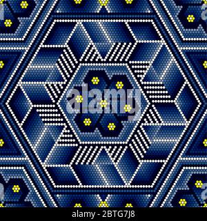 vektor-Illustration von bunten abstrakten nahtlosen Muster in Perlen Handwerk aus mexikanischen huichol Art-Stil inspiriert. Kann gekachelt werden Stock Vektor