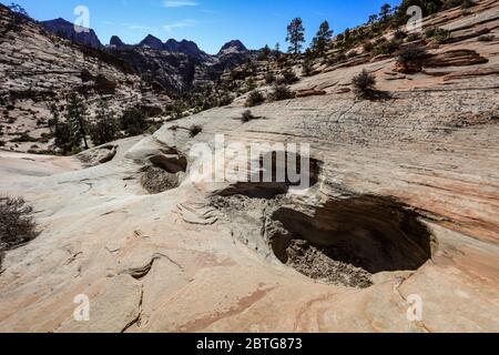 Viele Pools Trail im östlichen Teil des Zion National Park. Stockfoto