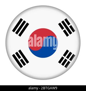 Südkorea Flaggenschaltfläche Illustration mit Clipping Pfad Stockfoto