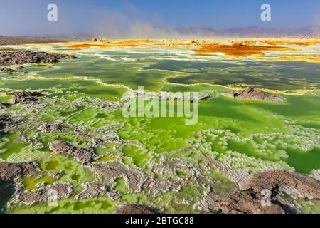 danakil Depression dallol Vulkan bunte Säure Schwefelsee Stockfoto