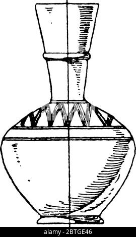 Diese moderne ägyptische Flasche ist moderne ägyptische Kunst im unteren Niltal und besteht aus mattem grauen Ton, Vintage-Strichzeichnung oder Gravur-Illus Stock Vektor