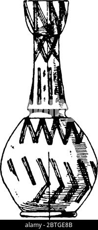 Diese moderne ägyptische Flasche ist moderne ägyptische Kunst im unteren Niltal und besteht aus mattem grauen Ton, Vintage-Strichzeichnung oder Gravur-Illus Stock Vektor