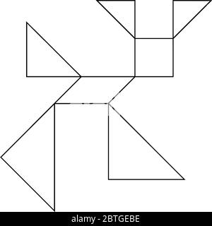 Dieses Tangram stellt stilisierte Kaninchen dar, Tangrams gibt den Studenten die Möglichkeit, ein manipulatives Set zu verwenden, um Verständnis der geometrischen Idee zu konstruieren Stock Vektor