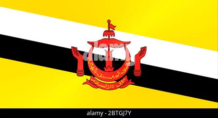 Flagge von Brunei in traditionellen Farben und Proportionen. Metallstruktur. 3D-Rendering Stockfoto