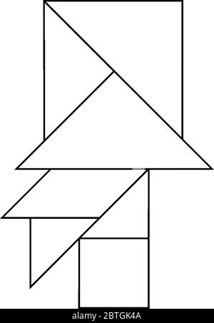 Dieses Tangram stellt den Bartmann in einem Tophat dar, Tangrams gibt den Studenten die Möglichkeit, ein manipulatives Set zu benutzen, um das Verständnis von geomet zu konstruieren Stock Vektor