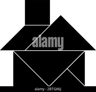 Dieses Tangram stellt Medium Haus, Tangrams gibt Studenten die Möglichkeit, eine manipulative Set zu verwenden, um Verständnis von geometrischen Ideen A zu konstruieren Stock Vektor